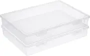 [BTSKY] Clear Plastic Storage Box with Flap Lid, Multipurpose Craft Organizers and Storage Box Art Supply Storage Organizer Plastic Sewing Box for Pencils Markers Notebooks A4 Files, 2 Pack Large