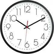 Vaupan Non-Ticking Silent Wall Clocks 12 Inch Battery Operated Quartz Classic Decor Clock Easy to Read for Bedroom Home Kitchen Room Office School (Black)