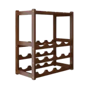 Bamboo Wine Rack Free Standing 15 Bottles with 6 Glasses Holder Storage in Dark Brown