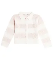 [Bonpoint] Bonpoint Faro striped crochet cotton cardigan Y 8 pink