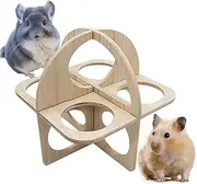 Hamster Home, Wooden Habitat Cage, Gerbil House Shelter, Cozy Resting Nest 5.12x3.74x3.15 inches, Play Box, Natural Wood, for Hamsters Mice Ferrets Indoor Outdoor Travel