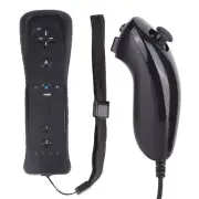 2 In 1 Remote Control Joystick Joypad for Wii/Wii U Console (Black Ordinary) NEW