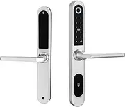 Aluminum Patio Sliding Glass Door Smart Lock Tuya App Handle Keypad FingerprintElectronic Lock with Double Hooks Mortise Slimline Design(Straight,22 240 5085) Aqiong