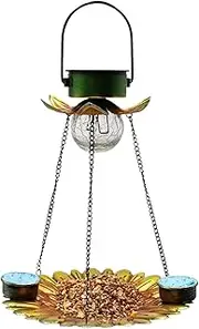 Solar Light Bird Feeder - SolarPowered Bird Feeder, Outdoor Garden Solar Feeder | 2 in 1 Bird Water Feeder Powered, Drinking, Feeding Station, Pet Supplies, Weather Resistant for Garden Yard