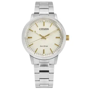 CITIZEN / 光動能 簡約時尚 防水100米 不鏽鋼手錶 米白色 / BJ6541-58P / 38mm