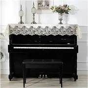 Grand Piano Cover, Modern Minimalist Piano Cover Half Cover, Embroidery Table Cloth Piano Towel Cover Cloth Piano Dustproof Cover Lace Table Runner Wedding Decoration (Color : Champagne)