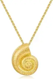 [Generic] Gold Necklace for Women Boho Spiral Conch Shell Necklace Starfish Necklace Vintage Ocean Sea Shell Choker Pendant Necklace Adjustable Summer Beach Jewelry