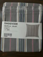 Ikea Daggvide Square Pillow Case Striped Cotton 20" x 20" New Grey Red Throw