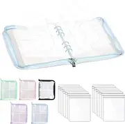 Swpeet 81Pcs Jewelry Organizer, Transparent Jewelry Storage Zip Book Set with Anti-oxidation Pocket, Blue Clear Binder Zip Bag with Small Anti Tarnish Pouches for Necklaces Earrings Rings Bracelet