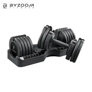 【BYZOOM FITNESS】健身網紅推薦Pure Series75lb/約34kg可調式啞鈴雙入+健身椅 黑/白二色(BZ-QCD75+BZ-BC-)