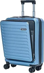 [TydeCkare] 20 Inch Carry On Luggage with Front Pocket for 15.6" Laptop, 21.65 * 15.35 * 7.87" Suitable for Airplane Overhead Bin, Lightweight PC+ABS Hardshell with YKK Zipper, with TSA Lock, Ice Blue