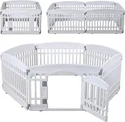 Gupamiga Pet Playpen Foldable Gate for Dogs Heavy Plastic Dog Playpen Puppy Exercise Pen Indoor Outdoor Small Pets Fence Folding Cage 6 Panels for Puppies and Small Dogs (White 6*Panel)