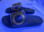 Salvatore Ferragamo Men's Groove Slide Sandals Gold US Size 7M Ferragamo Slides