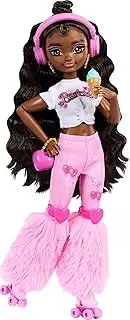 Barbie Dream Besties Doll and Accessories, Barbie “Brooklyn” Posable Roller Skating Fashion Doll with Dark Brown Hair, 9Music & Video Themed Pieces