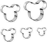 (5 Mickey) - 5 Pcs Mickey Mouse Cookie Cutter Set, Stainless Steel Sandwiches Cutter Shapes Biscuit Mould Cookie Cutter for Kids Suitable for Cakes and Cookie