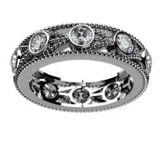 2.00 Ct. TW Round Diamond Eternity Wedding Band in Platinum Miligrain Accented