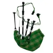 Scottish Rosewood Bagpipe Fitted With Silver Mounts Irish National Cover & Cord