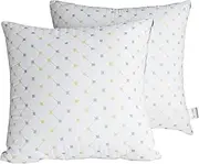 Queling Hotel Quality European Pillow, Checked, Plush, Comfortable, Bed Pillow Cushion, 65x65cm, Twin Pack (2)