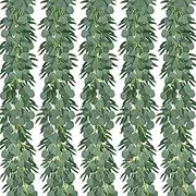 Oidnvay 5-Pack 6.5 Feet Artificial Eucalyptus with Willow Garland Vine Plant with Leaves Faux Silver Dollar Greenery