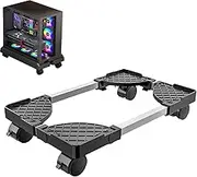STOUCLA Suitable for PC Tower Computer Stand, Mobile CPU Stand, Universal CPU Stand with Four Wheels, Computer Desktop Stand, CPU Cart Under Gamer Desk, with Wheels, Black