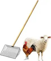 Metal Coop Poop Shovel – Detachable Handle Rake, Lightweight Manure Scoop, Rust-Resistant Cleaning Aid | Ergonomic Chicken Waste Remover with Strong Grip for Farm, Pen, or Poultry Accessory Setup