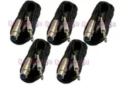 5 x 25FT XLR 3Pin Female to 1/4" Stereo TRS Mic Microphone Shielded Cord Cable