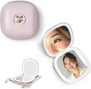 Cyn Care LED Compact Mirror – 1x & 10x Magnification | Travel Makeup Mirror with Adjustable Lighting | Handheld & Pocket-Sized Portable Mirror with Protective Pouch