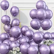 Pack of 50 Metallic Purple Balloons, 10 Inch Chrome Light Purple Lilac Helium Balloons Set, Shiny Thick Purple Pastel Purple Metallic Latex Party Balloons for Girls Birthday Anniversary Baby Shower