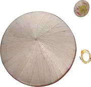 [WOFASHPURET] Natural Bamboo Conical Sun Hat for Farmers UV Protection for Outdoor Activities Like Fishing and Tea Picking Traditional Vietnamese Design Light Yellow