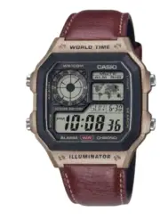 Casio AE-1200WHL-5A Digital Leather Strap For Men's Watch, 100% Genuine