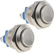 2pcs Wired Doorbell Button Lighted Panel Mount Push Button Easy Install Round Chime Button Replacement for Doorbell System 16MM Self Reset High Profile Screw Foot
