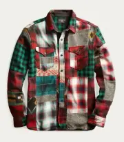 New Ralph Lauren RRL Limited Edition Patchwork Wool Cotton Flannel Mens Medium M