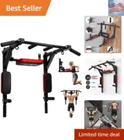 Multifunctional Wall Mounted Pull Up Bar Chin Up Bar Dip Station for Home Gym...