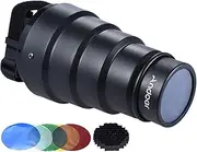 RAYWE Conical Snoot Light Modifier w/ 50 Degree Honeycomb Color Filter Replacement for Neewer Canon Nikon Meike Vivitar Photography On-Camera Speedlite Speedlight