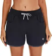 [HODOSPORTS] Women's 4" Swim Shorts Quick Dry Board Shorts Swimsuit Bottom with Pockets