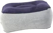 COOPHYA Inflatable Foot Rest Pillow for Air Travel Grey Blue Air Cushion Foot Massager for Comfortable Long Flights Car Train Office Use Non Slip Base Quick Inflation Comfort