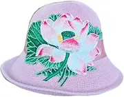 [Hcclijo] Fedora Hat EmbroideWoolen Hat Embroidery Hat Ethnic Style Big Brim Jazz Hat for Men and Women