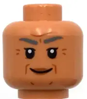 Lego New Nougat Minifig Head Dual Sided Female Dark Bluish Gray Eyebrows Elderly