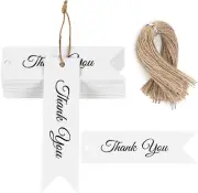100PCS Thank You Gift Tags 2.8 X 0.8 Inch White Paper Tags with String for Gift
