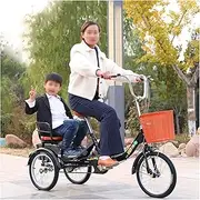 3 Wheels 16 Inch Adult Tricycle Foldable Trike Bike for Beginner Riders Single Speed Bikes Three-Wheeled Bicycles with Back Seat Shopping Basket Cycling Pedalling
