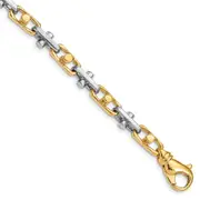 Solid 14K Two-tone Gold 8 inch 5.8mm Hand Polished Fancy Link with Fancy Lobster Clasp Bracelet