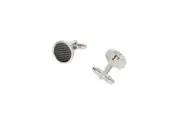 Van Heusen Men's Black Circle Round T-Bar Cufflinks Business Accessory Silver