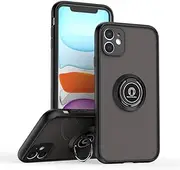 Cavor Case for iPhone 12 Mini (5.4") Soft Slim Fit TPU Case PC Bumper 360° Rotation Ring Holder Kickstand Phone Cases [Work with Magnetic Car Mount] Shockproof Protective Cover-Black