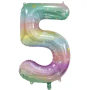 Pastel Rainbow Number 5 Balloon 86cm