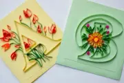 Handmade quilling cards for writing message with box envelop set of 2 cards