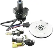 MZBZUTEDEE Motorcycle Ignition Switch Fuel Gas Tank Cap Cover Seat Lock Key Set Kit Fit for Honda XRV750 Africa Twin VTR1000 OEM:35100-MY1-007
