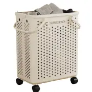 Plastic Laundry Basket with Wheels,Collapsible Laundry Hamper,Dollhouse item ...