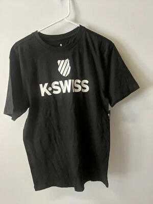 K-Swiss classic OG swag shield logo black white t shirt size small ~ bag382