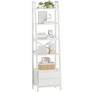 Furologee 5-Tier Ladder Shelf with 2 DrawersNarrow Bookshelf Storage ShelvesI...