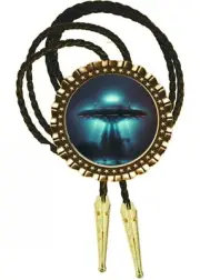 UFO Aliens Have Landed Spaceship art Bolo Tie Men's Accessory Neckties